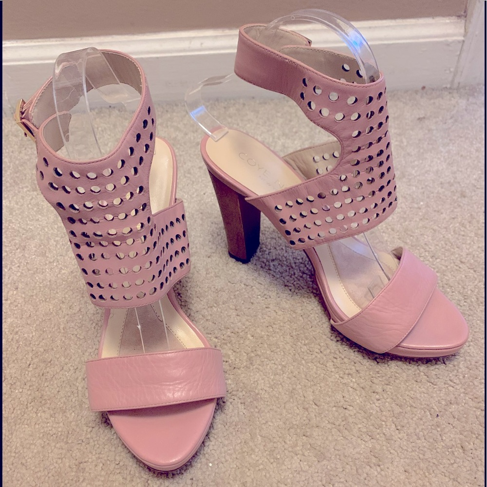 Blush Pink Coye Nokes cutout Leather Sandals